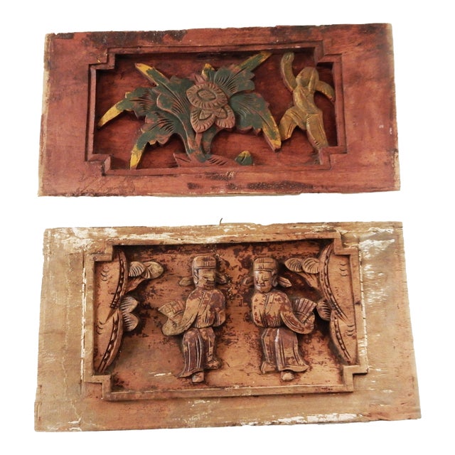 Antique Chinese Wall Hanging Plaques /Panels a Pair Chairish