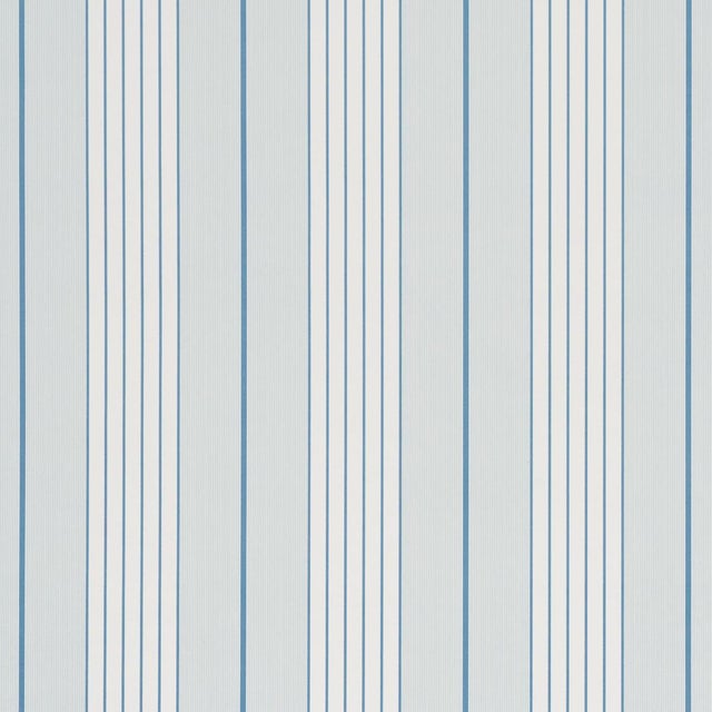 Sample - Schumacher Audrey Stripe Wallcovering In Blues For Sale