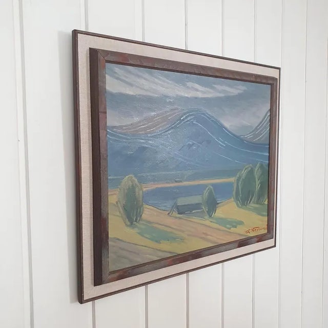 1952 Mid Century Swedish Modernist Oil Painting "Gudbrandsdalen" by Gunnar Nerlund For Sale - Image 9 of 16