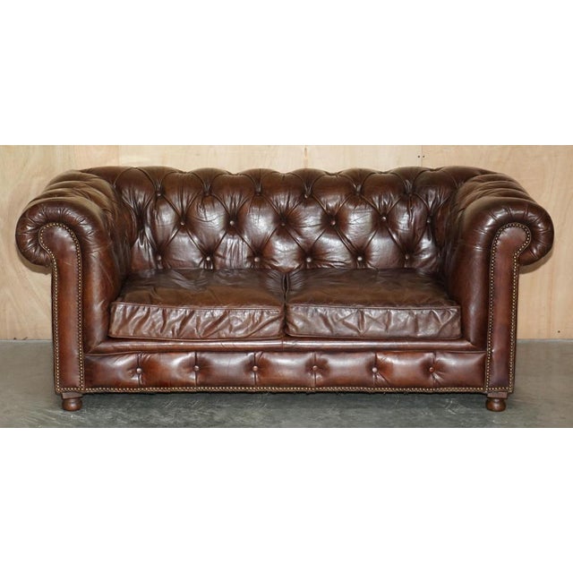 One of two Halo Flea Market two seat heritage brown leather sofas This is one of the best looking and most comfortable...