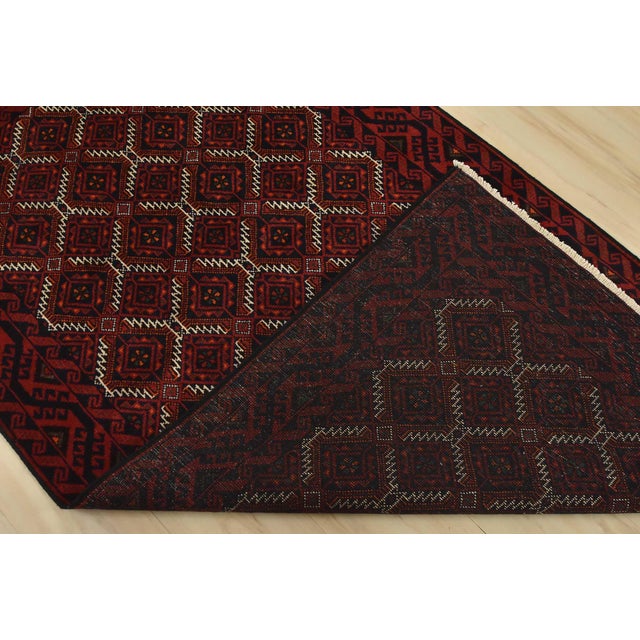 Baloch Rug 3’6” X 6’2” Blue Wool Vintage Tribal Hand-Knotted Oriental Carpet For Sale - Image 12 of 13