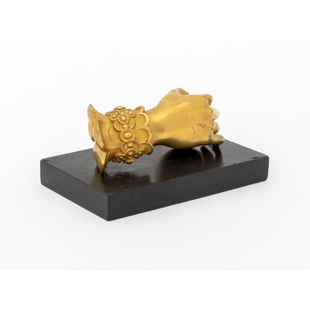 Metal Victorian Hand Form Gilt Bronze Door Knocker For Sale - Image 7 of 9