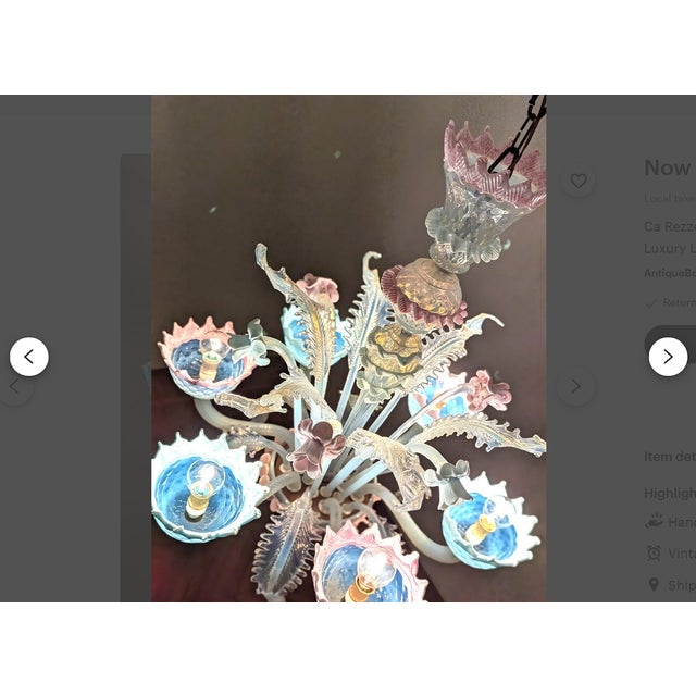 Art Deco Style Murano Glass Chandelier from Ca Rezzonico, 1980s For Sale - Image 3 of 10