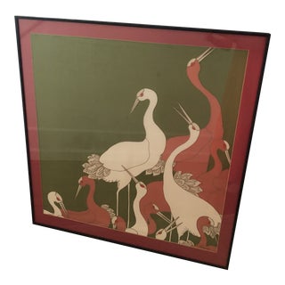 Framed Vintage Francesco DiRoma Bird Scarf For Sale