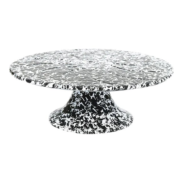 Crow Canyon Home Splatterware, Cake Stand in Black & White For Sale