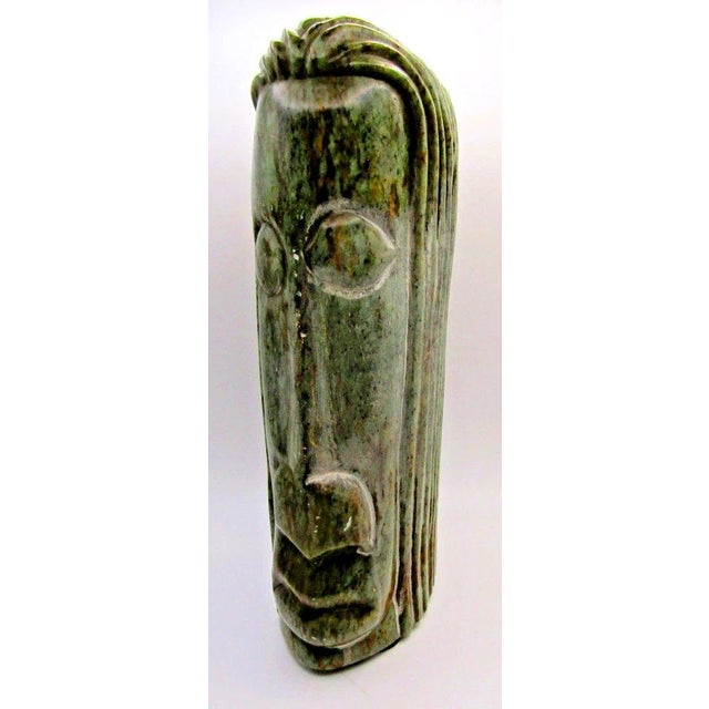 Tribal 1920s Guatemalan Jadeite Jade Mayan Warrior 11.5" Carving With Two Faces and Headdress For Sale - Image 3 of 13