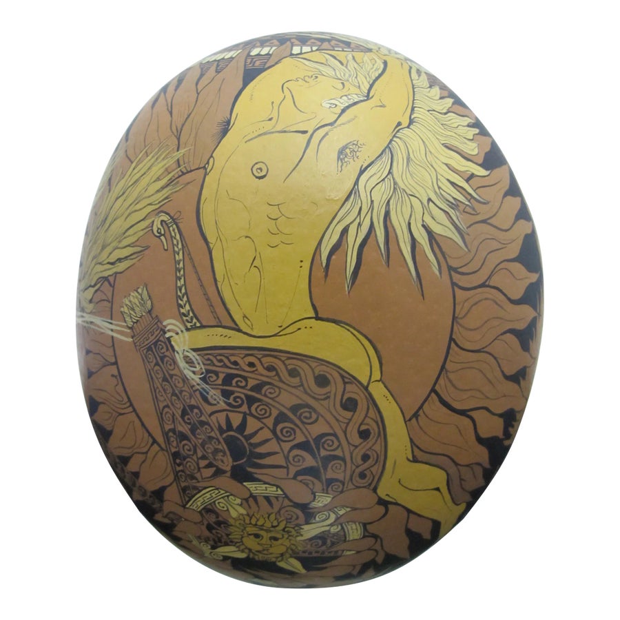 Yiannis Nomikos Homoerotic Mythology Large Handpainted Art Ostrich