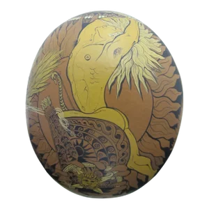 Yiannis Nomikos Homoerotic Mythology Large Trojan Painting Art Ostrich Egg 1979