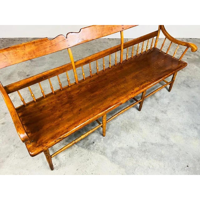 Late 19th Century 19th Century American Windsor Bench, Pine & Poplar, Heirloom Quality For Sale - Image 5 of 11