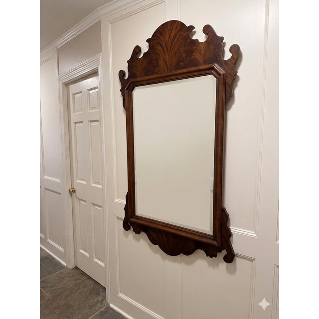 Henredon 1980s Henredon Chippendale-Style Scrolled Wood Wall Mirror - Ornate Carved Hollywood Regency Accent Mirror For Sale - Image 4 of 5