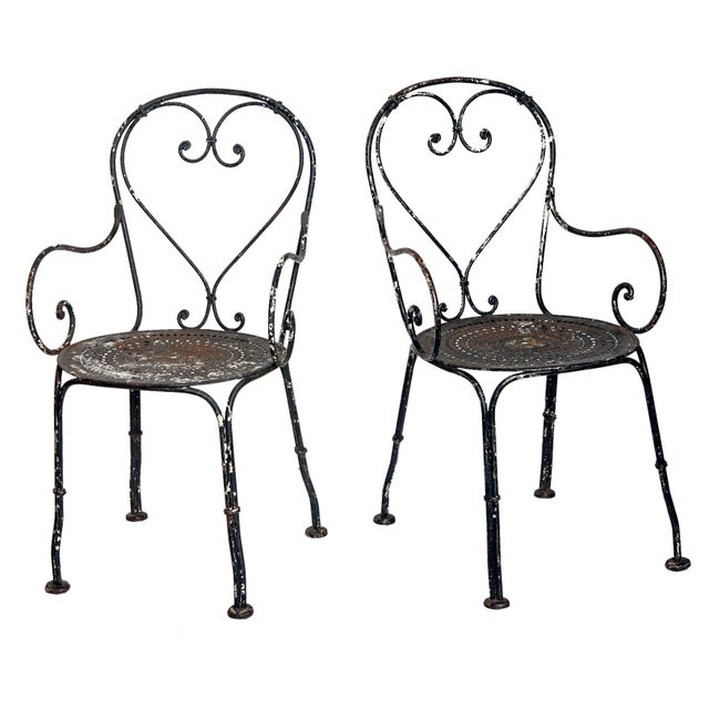 Vintage French Style Metal Garden Chairs Set of 4 Chairish