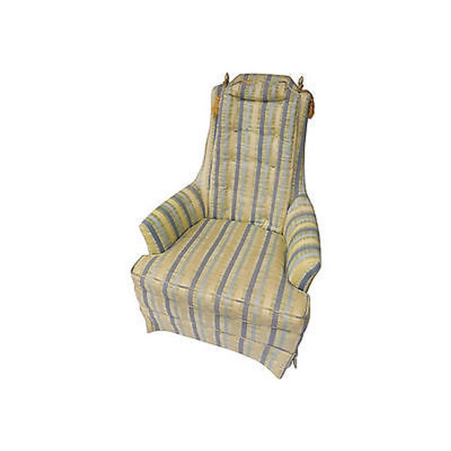 1970s 1970s Vintage Soft Colors Striped Throne Chair For Sale - Image 5 of 5