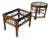 Vintage French Country Bamboo Rattan Brass Accents End Tables Side Tables W Glass Top For Sale