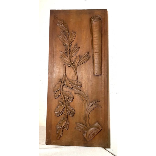 1920s Antique Hand Carved Wood Relief Wall Architectural Salvage Panel Sculpture Art For Sale - Image 5 of 15