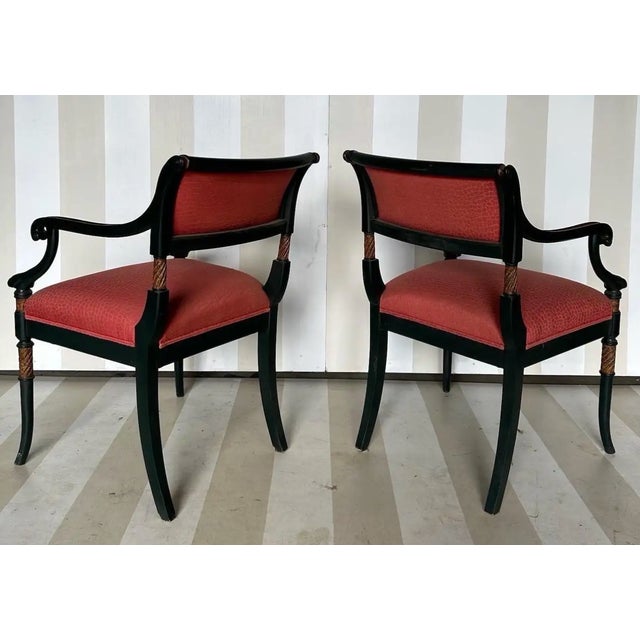Traditional Early 20th Century Chic Pair of Regency Style Armchairs For Sale - Image 3 of 10