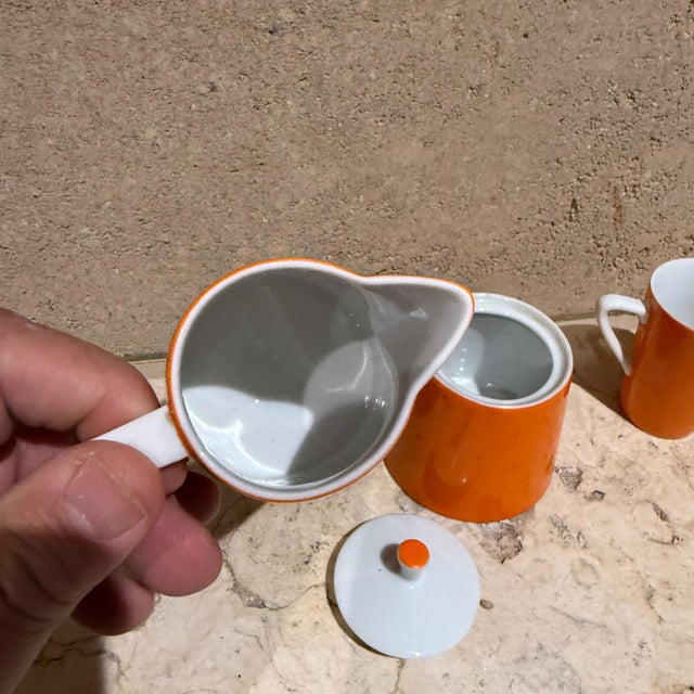 Orange 1960s Modernist Orange Sugar Creamer Set & Coffee Mug For Sale - Image 8 of 8