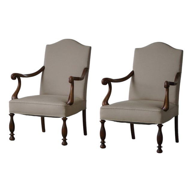 Early 20th Century Art Nouveau Danish Easy Chairs, 1920s, Set of 2 For Sale