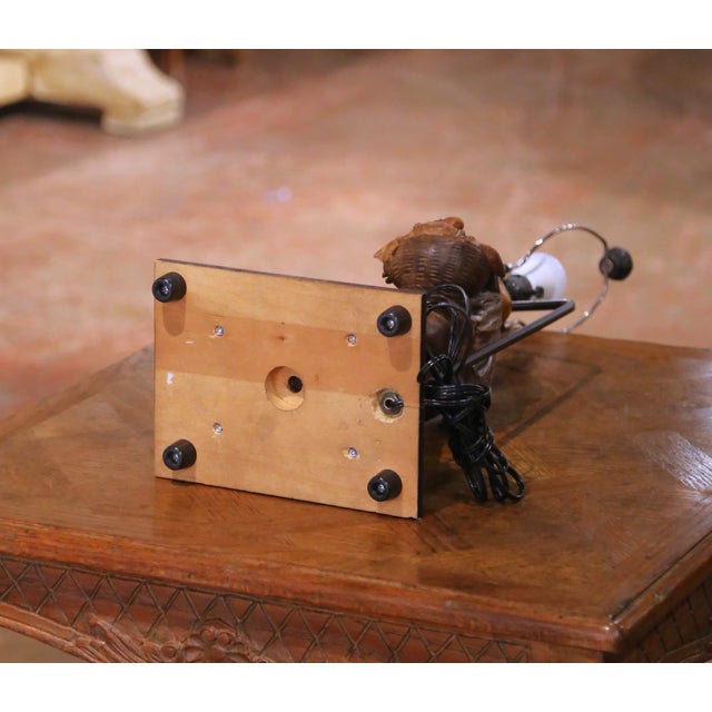 19th Century Carved Wood Figure Table Lamp Signed Jeret For Sale - Image 12 of 12