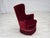 Danish Armchair in Cherry-Red Velour with Ash Legs, 1970s For Sale - Image 14 of 17