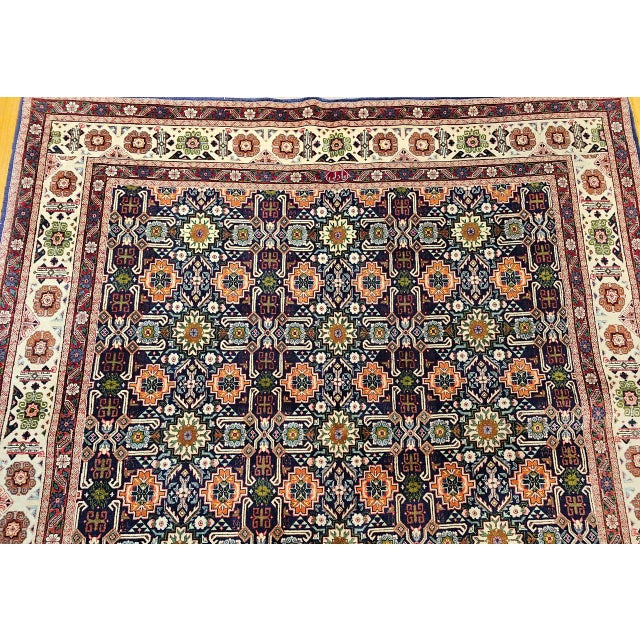 Vintage Persian Tabriz Afshan Rug, Hand-Knotted Wool, Allover Caucasian Shirvan Pattern, Navy & Ivory, 7x10 For Sale - Image 14 of 18