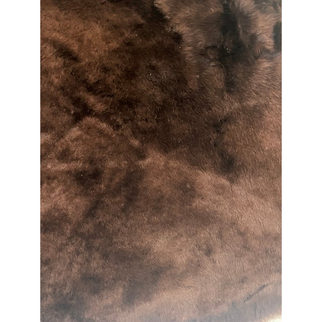 Contemporary Chocolate Brown Silky Shearling Fur Throw For Sale - Image 3 of 4