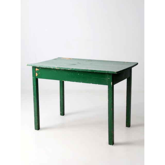 Antique Primitive Green Farmhouse Table For Sale - Image 12 of 18