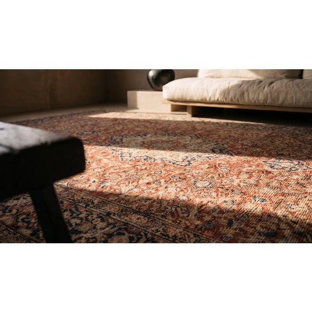 Fantastic Brown and Blue Color With Medallion Design Antique Tabriz Rug For Sale - Image 9 of 11