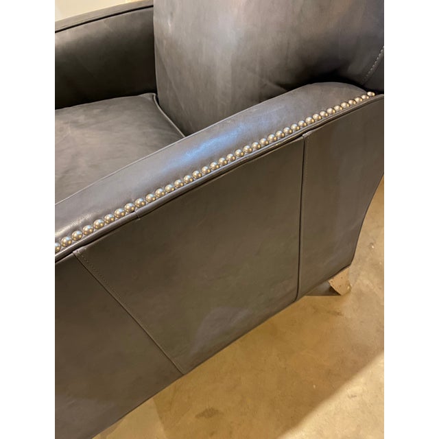 Early 21st Century Lillian August Bluish-Gray Leather Easy Chair For Sale - Image 5 of 11
