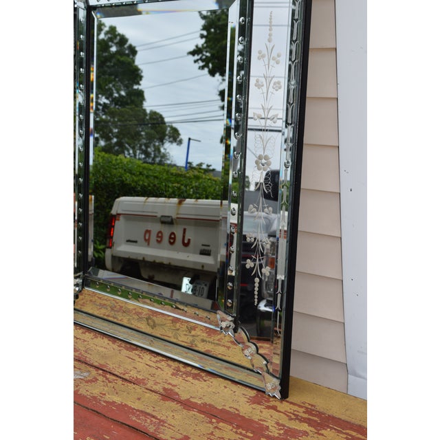 Antique Venetian Mirror Wall Glass Frameless Clear Crown Vanity Paris France For Sale - Image 9 of 11