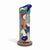 Bold geometric forms move up this tall column in stages, arcs, circles, and fragmented planes shifting from warm reds and...