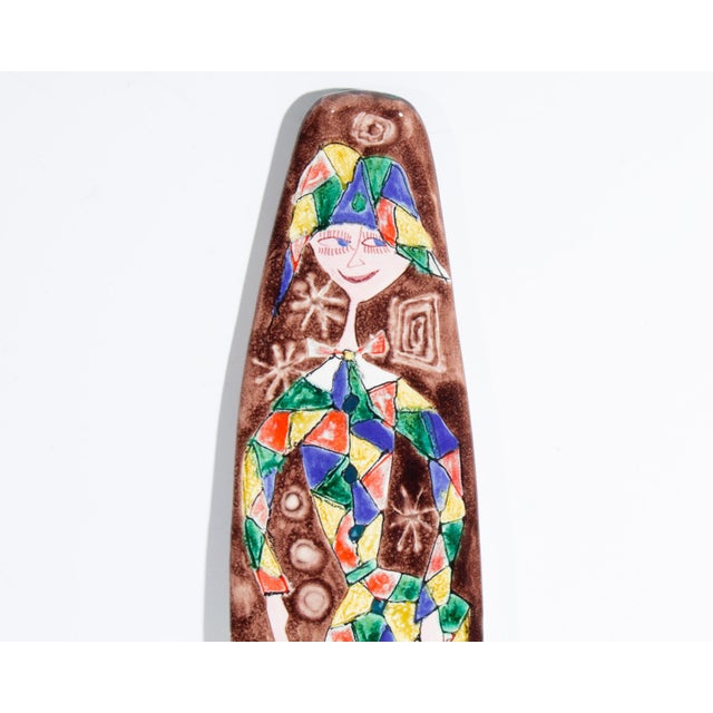 Mid 20th Century Elio Schiavon Italian Ceramic Harlequin Plaque For Sale - Image 5 of 8