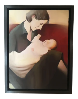 Realist Oil Painting on Canvas, "Mother & Son"