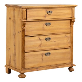 19th Century Danish Waxed Pine Chest of Four Drawers For Sale