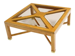 1980s Contemporary Bird's-Eye Maple With a Square Glass Top Coffee Table