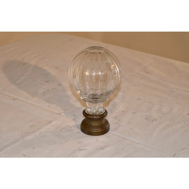 1900 - 1909 English Cut Crystal Newel Post on a Cast Bronze Base, Circa 1900 For Sale - Image 5 of 7
