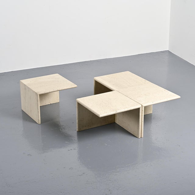 Travertine Coffee Tables, Italy, 1970s, Set of 4 For Sale - Image 12 of 15