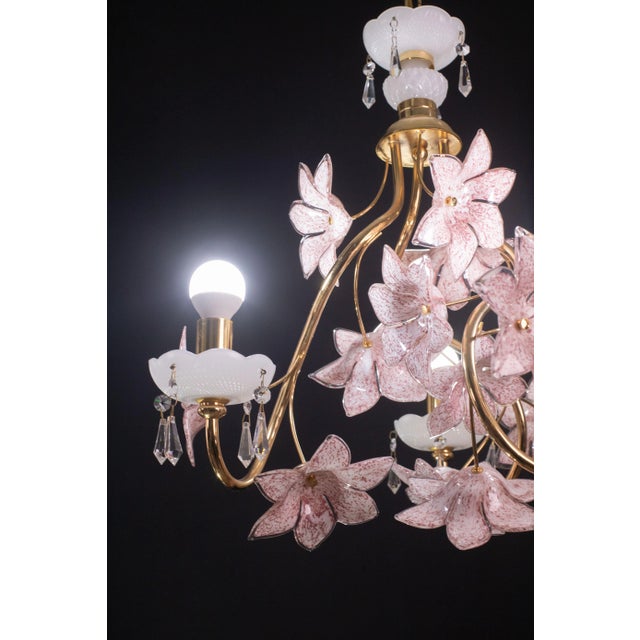 Pink Pink Flowers Murano Chandelier, 1970s For Sale - Image 8 of 12