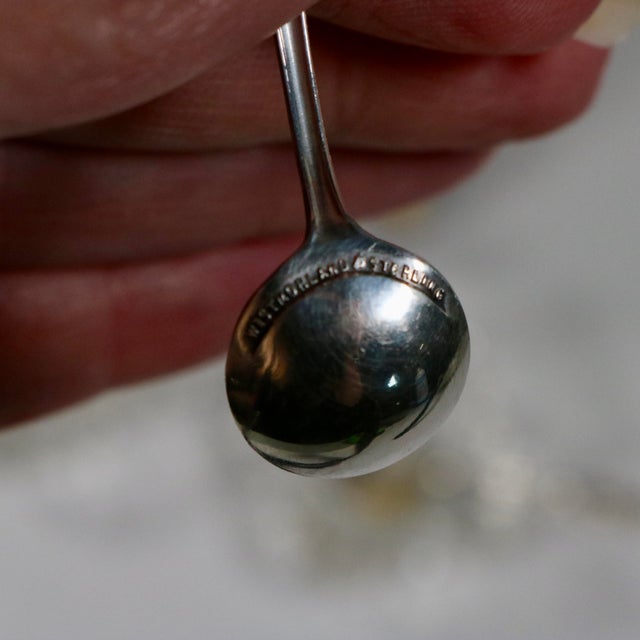 1940's Westmorland Salt Dips and Sterling Silver Salt Spoons Milburn Rose - Set of 3 For Sale In Cincinnati - Image 6 of 10