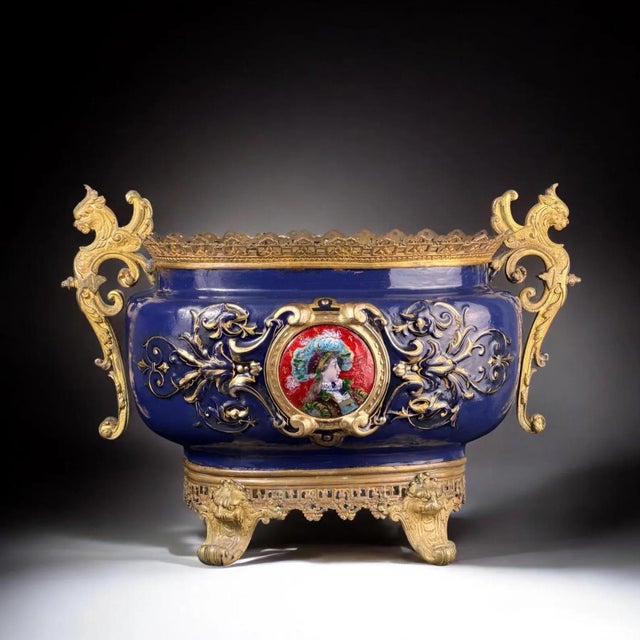This impressive late 19th century French jardiniere is marked E.G. and is cautiously attributed to Édouard Gilles,...