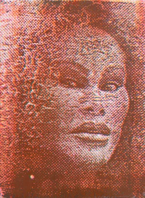 Peter Mayer, Jocelyn Wildenstein (Burgundy/White), Acrylic and Silkcreen on Canvas