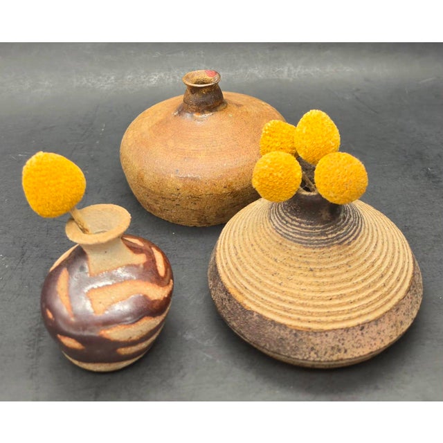 Vintage Studio Pottery Stoneware Bud Vases, Lot of 3 For Sale - Image 10 of 15