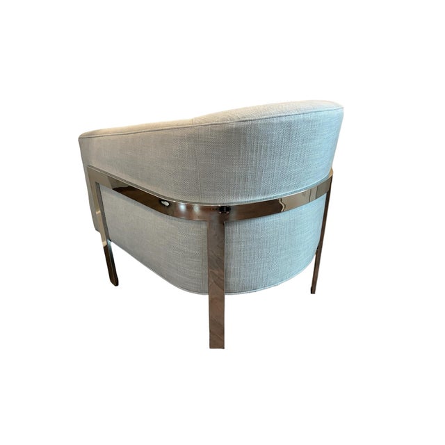Restoration Hardware Reginald Chair in an Italian Gray Weave and Chrome Base For Sale In Charleston - Image 6 of 11