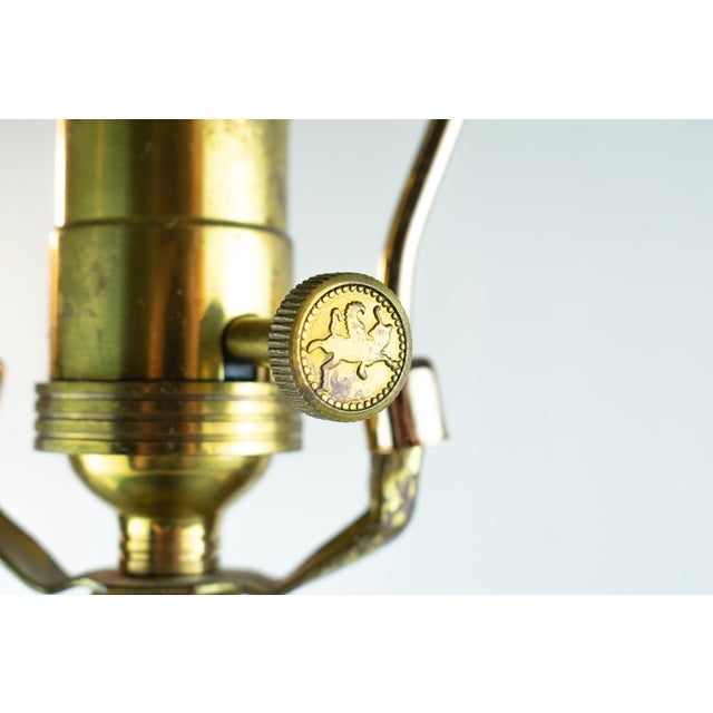 Vintage 1983 Sarreid #9018 — 8 Prancing Horses — Brass & Leather Table Lamp, Black & Gold For Sale - Image 11 of 16