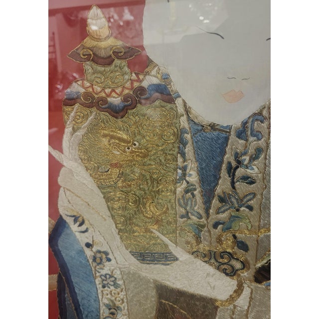 Late 19th Century Monumental Chinese 19th C Art Framed Silk Embroidery Qing Dynasty For Sale - Image 5 of 15