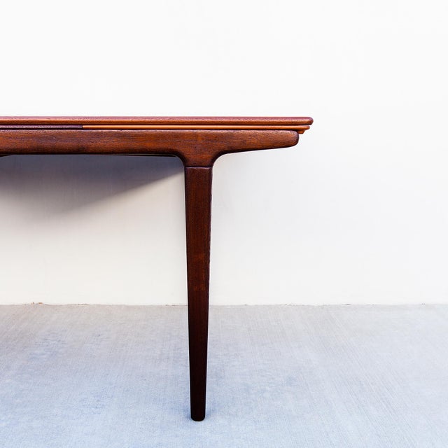 Mid-Century Modern Vintage Danish Modern Teak Draw Leaf Dining Table Attributed to Johannes Andersen For Sale - Image 3 of 13