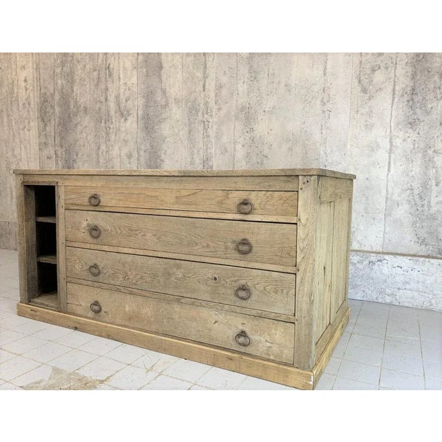 French Country Oak Double Sided Architects Plan Chest For Sale - Image 5 of 11