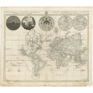 Antique World Map with Astronomical Spheres by Pierre Mortier, 1700 For Sale