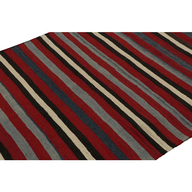 Rug & Kilim Rug & Kilim’s Afghan Tribal Kilim Rug in Red With Geometric Striped Patterns For Sale - Image 4 of 7