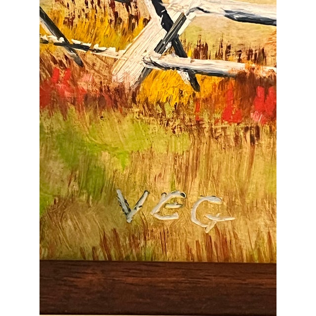 Vintage Mid-Century Signed “Veg” California Landscape Oil Painting – Burdine Gallery Los Angeles For Sale - Image 4 of 6
