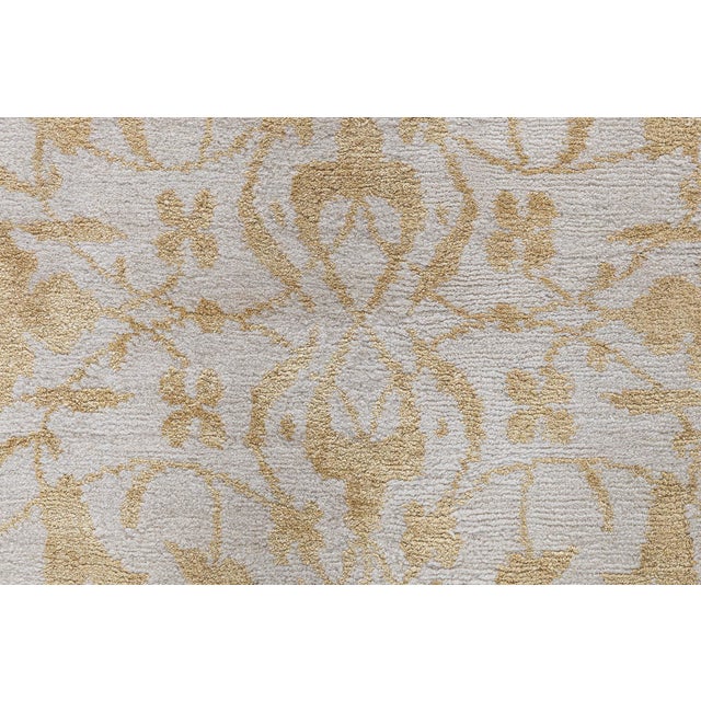 Modern Modern Damask -Vine Soft Beige With Gray Silk Rug "Ornata" by Doris Leslie Blau For Sale - Image 3 of 7
